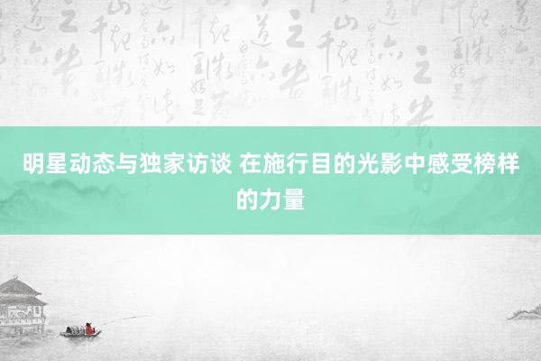 明星动态与独家访谈 在施行目的光影中感受榜样的力量