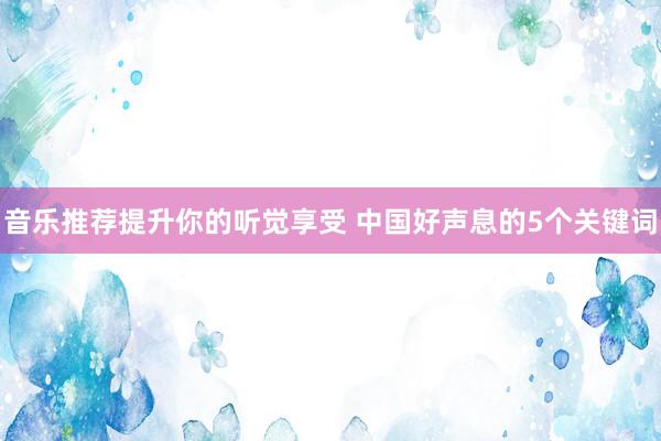 音乐推荐提升你的听觉享受 中国好声息的5个关键词