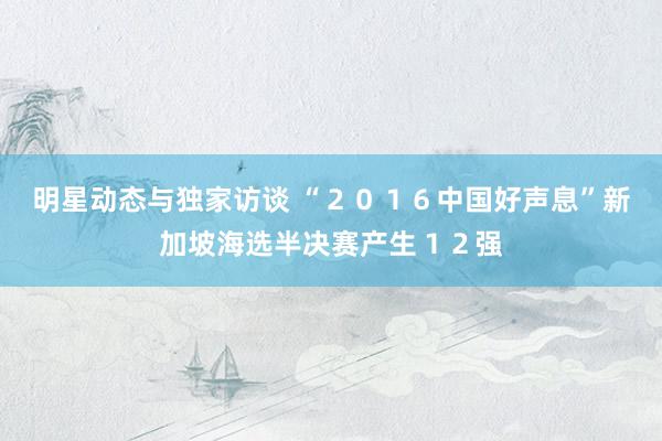 明星动态与独家访谈 “２０１６中国好声息”新加坡海选半决赛产生１２强