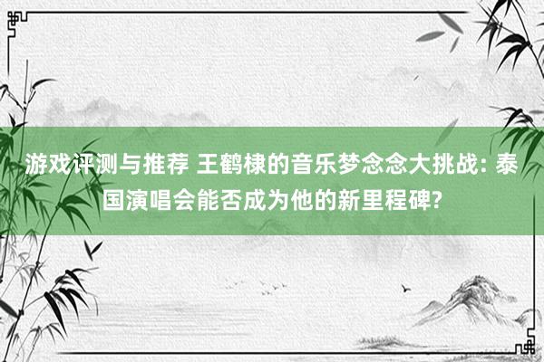 游戏评测与推荐 王鹤棣的音乐梦念念大挑战: 泰国演唱会能否成为他的新里程碑?