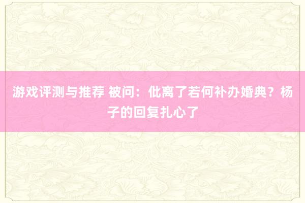 游戏评测与推荐 被问：仳离了若何补办婚典？杨子的回复扎心了