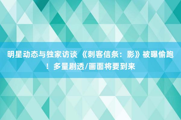 明星动态与独家访谈 《刺客信条：影》被曝偷跑！多量剧透/画面将要到来